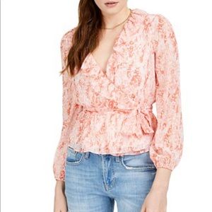 Bar III Puff-Sleeve Wrap Top NWT SMALL